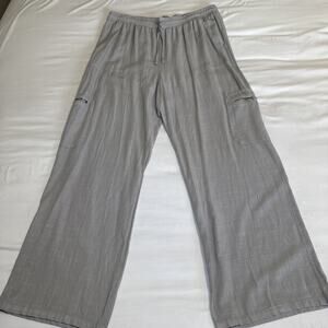 Wild Fable Pants Womens Large Gray Wide Leg Relaxed Linen Blend Casual Flowy NWT